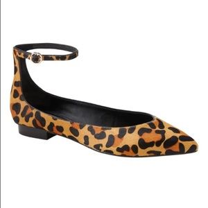 Banana Republic Leopard Print Point Toe Flats with Ankle Strap